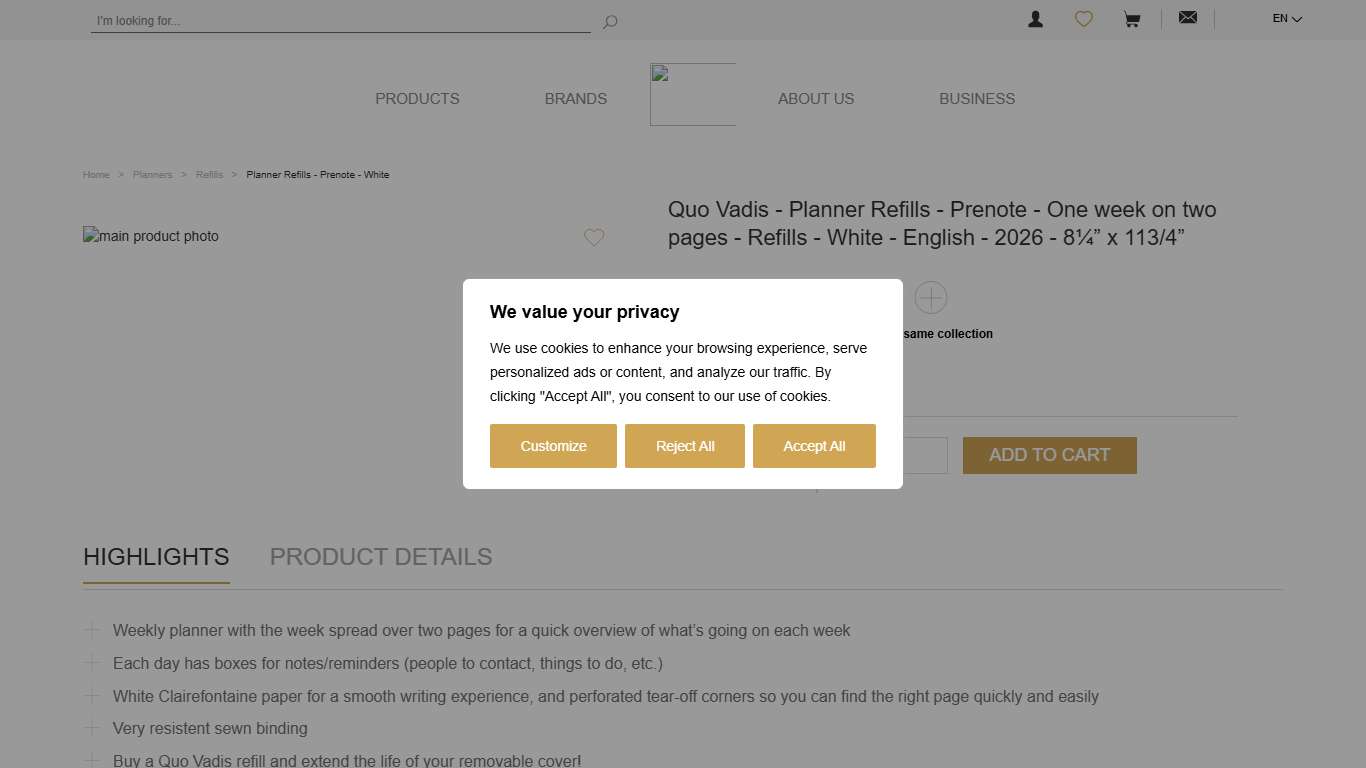 Planner Refills Prenote Refills 2026 - Quo Vadis